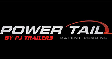 power tail by pj trailers red white and black logo